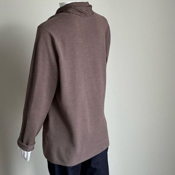 Eileen Fisher Brown Silk Trim Tie Waist Cardigan Sweater - Picture 11 of 11